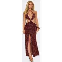 Ego Sale 90% Off Chocolate Devore CutOut Maxi Dress Size UK 10