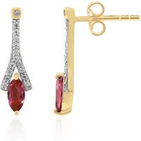 Nigerianischer Pinkfarbener Turmalin-Goldohrringe (Adela Gold) Nigerianischer Pinkfarbener Turmalin-Goldohrringe (Adela Gold)