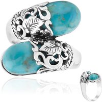 Blauer Kingman Mohave-Türkis-Silberring Blauer Kingman Mohave-Türkis-Silberring