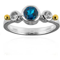 Londonblauer Topas-Silberring mit Gold (Granulieren) Londonblauer Topas-Silberring mit Gold (Granulieren)