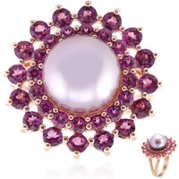 Purpurfarbene Ming-Perlen-Silberring (Annette) Purpurfarbene Ming-Perlen-Silberring (Annette)