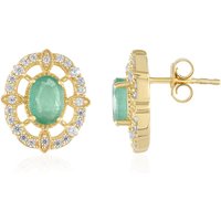 Russischer Smaragd-Silberohrringe (Adela Silber) Russischer Smaragd-Silberohrringe (Adela Silber)