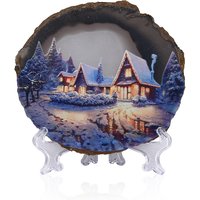 Grauer Achat-Scheibe „Winterdorf“ Grauer Achat-Scheibe „Winterdorf“