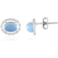 Blauer Chalzedon-Silberohrringe Blauer Chalzedon-Silberohrringe