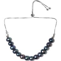 Schwarze Süßwasserzuchtperlen-Silberarmband Schwarze Süßwasserzuchtperlen-Silberarmband