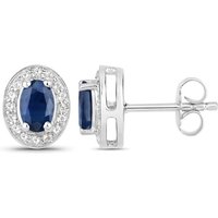 Blauer Saphir-Silberohrringe Blauer Saphir-Silberohrringe