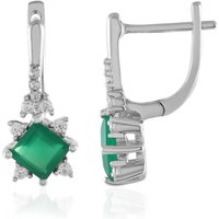 Grüner Onyx-Silberohrringe Grüner Onyx-Silberohrringe