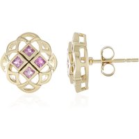 Pinkfarbener Ceylon-Saphir-Goldohrringe Pinkfarbener Ceylon-Saphir-Goldohrringe