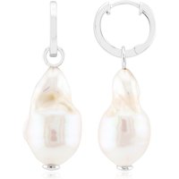 Weiße Süßwasserzuchtperlen-Silberohrringe (TPC) Weiße Süßwasserzuchtperlen-Silberohrringe (TPC)