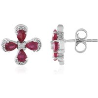 Madagaskar-Rubin-Silberohrringe Madagaskar-Rubin-Silberohrringe