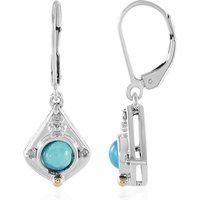 Äthiopischer Blauer Opal-Silberohrringe mit Gold (Granulieren) Äthiopischer Blauer Opal-Silberohrringe mit Gold (Granulieren)