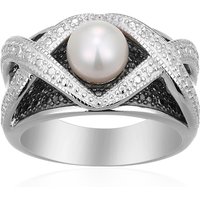 Weiße Süßwasserzuchtperlen-Silberring Weiße Süßwasserzuchtperlen-Silberring