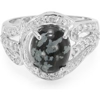 Schneeflocken-Obsidian-Silberring Schneeflocken-Obsidian-Silberring