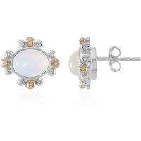 Welo-Opal-Silberohrringe mit Gold (Granulieren) Welo-Opal-Silberohrringe mit Gold (Granulieren)