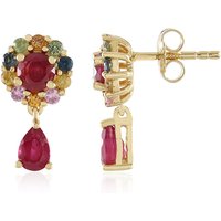 Madagaskar-Rubin-Silberohrringe Madagaskar-Rubin-Silberohrringe