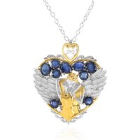 Blauer Saphir-Silberhalskette (Gems en Vogue) Blauer Saphir-Silberhalskette (Gems en Vogue)