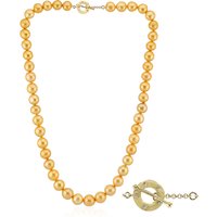Goldene Süßwasserzuchtperlen-Silbercollier (TPC) Goldene Süßwasserzuchtperlen-Silbercollier (TPC)