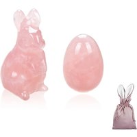 Rosenquarz-Hase mit Ei Rosenquarz-Hase mit Ei