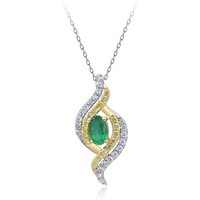 AAA-Sambia-Smaragd-Goldhalskette AAA-Sambia-Smaragd-Goldhalskette