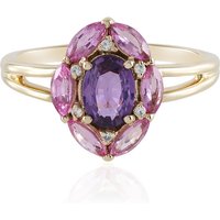 Nicht erhitzter Purpurfarbener Ceylon-Saphir-Goldring Nicht erhitzter Purpurfarbener Ceylon-Saphir-Goldring
