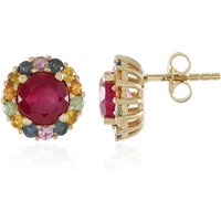 Madagaskar-Rubin-Silberohrringe Madagaskar-Rubin-Silberohrringe