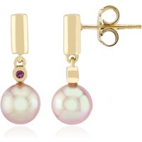 Purpurfarbene Ming-Perlen-Silberohrringe (TPC) Purpurfarbene Ming-Perlen-Silberohrringe (TPC)