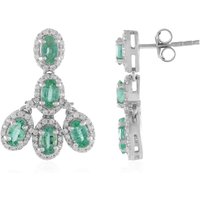 Russischer Smaragd-Silberohrringe Russischer Smaragd-Silberohrringe