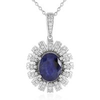 Blauer Madagaskar-Saphir-Silberhalskette Blauer Madagaskar-Saphir-Silberhalskette