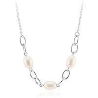 Weiße Süßwasserzuchtperlen-Silbercollier Weiße Süßwasserzuchtperlen-Silbercollier