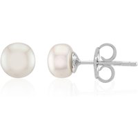 Weiße Süßwasserzuchtperlen-Silberohrringe (TPC) Weiße Süßwasserzuchtperlen-Silberohrringe (TPC)