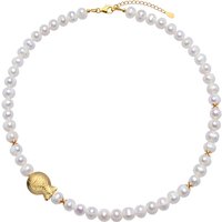 Weiße Süßwasserzuchtperlen-Silberhalskette Weiße Süßwasserzuchtperlen-Silberhalskette