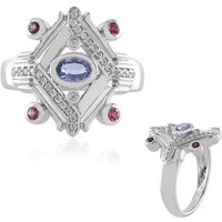 Nicht erhitzter Blauer Ceylon-Saphir-Silberring Nicht erhitzter Blauer Ceylon-Saphir-Silberring