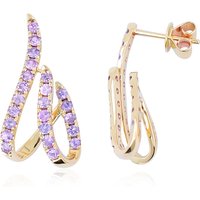 Nicht erhitzter Purpurfarbener Ceylon-Saphir-Goldohrringe Nicht erhitzter Purpurfarbener Ceylon-Saphir-Goldohrringe