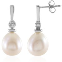 Cremefarbene Süßwasserzuchtperlen-Silberohrringe Cremefarbene Süßwasserzuchtperlen-Silberohrringe