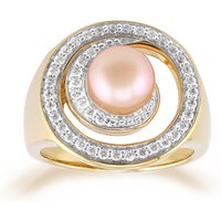 Pfirsichfarbene Ming-Perlen-Silberring (TPC) Pfirsichfarbene Ming-Perlen-Silberring (TPC)