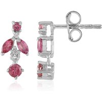 Brasilianischer Pinkfarbener Turmalin-Silberohrringe Brasilianischer Pinkfarbener Turmalin-Silberohrringe