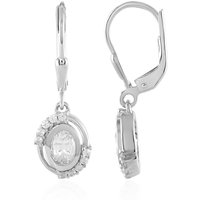 Weißer Saphir-Silberohrringe Weißer Saphir-Silberohrringe