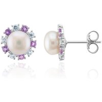 Weiße Süßwasserzuchtperlen-Silberohrringe (Michelle Albala) Weiße Süßwasserzuchtperlen-Silberohrringe (Michelle Albala)