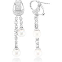 Weiße Süßwasserzuchtperlen-Silberohrringe Weiße Süßwasserzuchtperlen-Silberohrringe