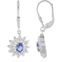 Nicht erhitzter Blauer Ceylon-Saphir-Silberohrringe Nicht erhitzter Blauer Ceylon-Saphir-Silberohrringe
