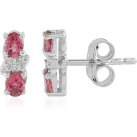 Brasilianischer Pinkfarbener Turmalin-Silberohrringe Brasilianischer Pinkfarbener Turmalin-Silberohrringe