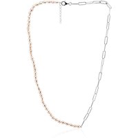 Pinkfarbene Süßwasserzuchtperlen-Silberhalskette (TPC) Pinkfarbene Süßwasserzuchtperlen-Silberhalskette (TPC)