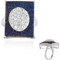 Blauer Glitzer-Achat-Silberring Blauer Glitzer-Achat-Silberring