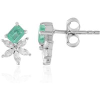 Russischer Smaragd-Silberohrringe Russischer Smaragd-Silberohrringe