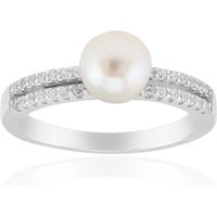 Weiße Süßwasserzuchtperlen-Silberring Weiße Süßwasserzuchtperlen-Silberring