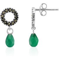 Grüner Onyx-Silberohrringe Grüner Onyx-Silberohrringe