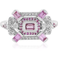 Nicht erhitzter Pinkfarbener Ceylon-Saphir-Silberring Nicht erhitzter Pinkfarbener Ceylon-Saphir-Silberring