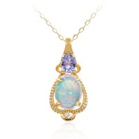 Lightning Ridge-Schwarzer Opal-Goldhalskette Lightning Ridge-Schwarzer Opal-Goldhalskette