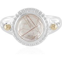 Kupferfarbener Rutilquarz-Silberring mit Gold (Granulieren) Kupferfarbener Rutilquarz-Silberring mit Gold (Granulieren)