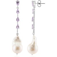 Weiße Süßwasserzuchtperlen-Silberohrringe (TPC) Weiße Süßwasserzuchtperlen-Silberohrringe (TPC)